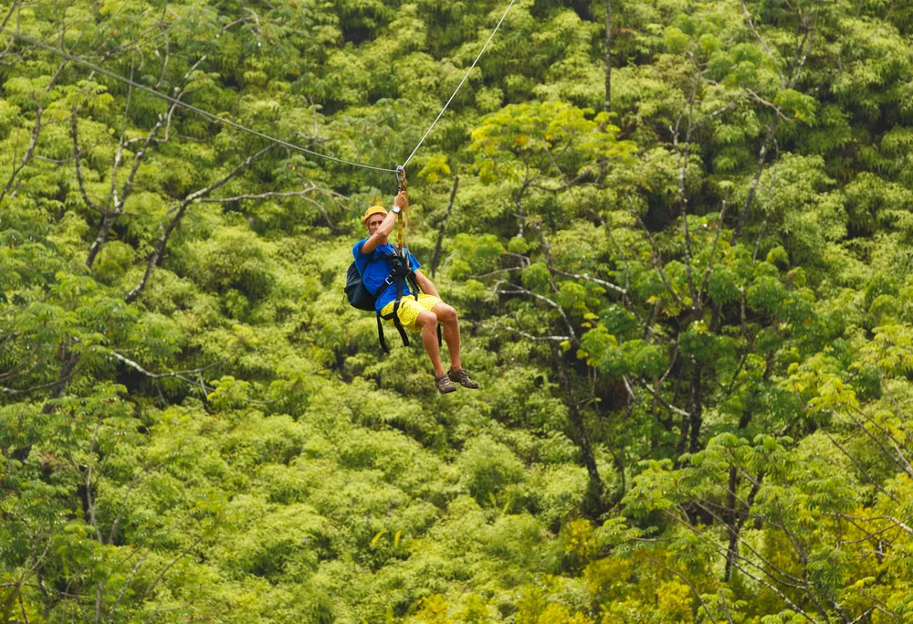 Ziplining through the jungle canopy in Maui