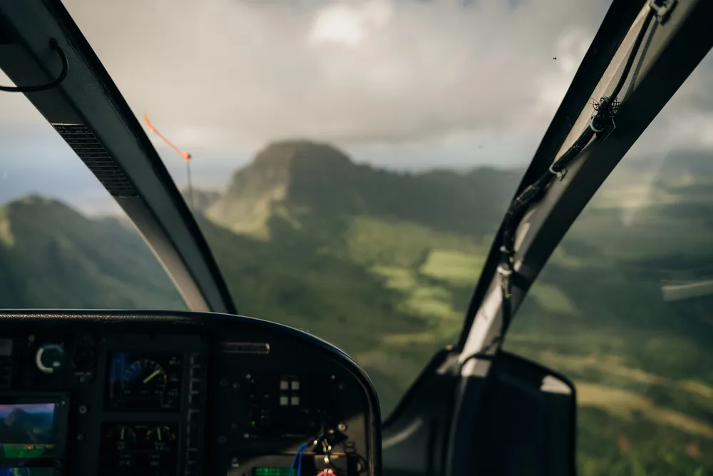 Aerial view of Oahu from helicopter