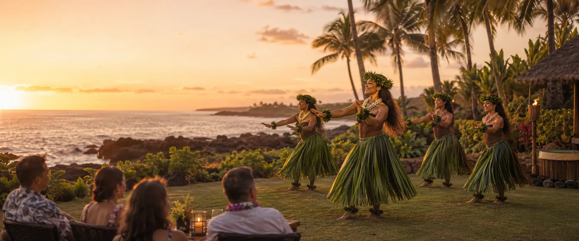 Big Island cultural experiences - traditional hula performance at sunset